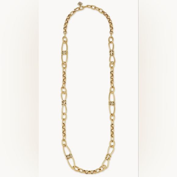 Kendra Scott Fallyn Long Strand Necklace Vintage Gold Tone Chunky Chain